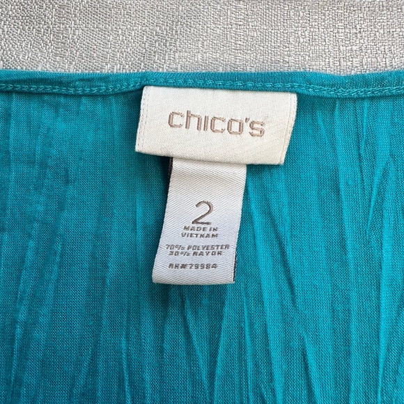 Turquoise Textured Ruffle-Front Sleeveless Tank Top - Picture 6 of 9